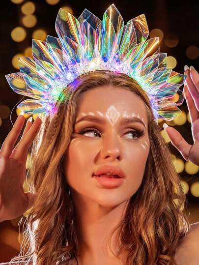 1 pieza Diadema luminosa creativa, decoración de ambiente para fiesta de Ramadán/Pascua, diadema brillante para Halloween, Navidad