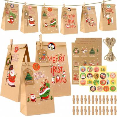 Calendario dell'Avvento 2024 da riempire: Bellissime buste del calendario dell'Avvento da riempire grandi, calendario dell'Avvento da riempire con buste e adesivi numerati, calendario dell'Avvento, migliori regali per adulti, decorazioni per la casa natalizie, decorazioni per la stanza natalizie, decorazioni invernali