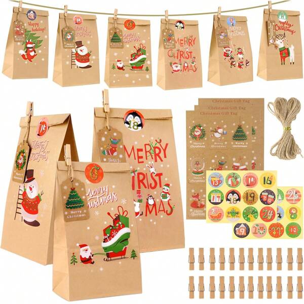 Calendario dell'Avvento 2024 da riempire: Bellissime buste del calendario dell'Avvento da riempire grandi, calendario dell'Avvento da riempire con buste e adesivi numerati, calendario dell'Avvento, migliori regali per adulti, decorazioni per la casa natalizie, decorazioni per la stanza natalizie, decorazioni invernali