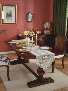 1 buc țesătură plasă cu broderie florală delicată din dantelă 3d și dantelă tricotată fină pentru decorațiuni interioare, huse de dulapuri, tărâmuri de masă de bucătărie, gărzi de loc, decorațiuni de vacanță pentru interior/exterior, decorațiuni pentru alergare de masă pentru picnic/petrecere/nuntă