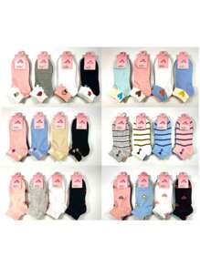 Kit 12 Pairs Of Stylish Women's Ankle Socks With Assorted Prints Size 35-40 - Nhiều màu - Xem 5