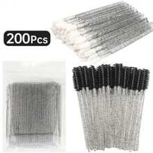 Bộ dụng cụ nối mi 200 món, cọ siêu nhỏ dùng một lần, kẹp chỉ kẻ lông mày, cọ môi, cọ chuốt mascara (Bộ cọ nối mi và môi) - màu đen - Xem 9