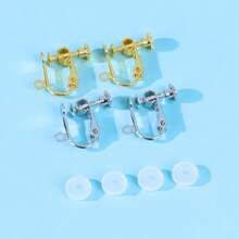 4 Pieces Clip-On Earrings Converter Components With Post For Non-Pierced Ears And Comfort Earring Pads