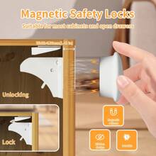 3M 34pcs/Set Multifunctional Child Safety Lock For Cabinet Door & Drawer With Magnetic Locks, Keys And Installation Brackets Includedbaby Shower Family Decorations Gifts