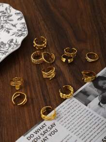 5pcs/Set Antique Silver Spades Playing Card Inspired Joint Ring Set For Couples, Retro And Creative Gift