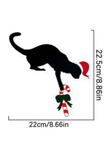 1 pièce Décorations d'angle de porte de Noël en forme de chat noir et de chien - Ornements en bois pour la porte, parfait pour l'ambiance des fêtes et les décorations de Noël
