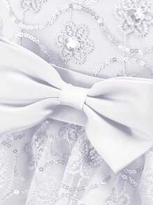 Tween Girl Flower Girl Tulle Ball Gown Rhinestone Princess Pageant Party Dress - Pink - View 6