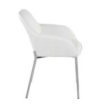 Juego de 2 sillas de comedor contemporáneas Daniella en metal cromado y piel sintética blanca de LumiSource