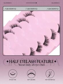 GROINNEYA 9 Pairs Super Short Natural Half-Strip False Eyelashes, Transparent Band, Short Soft 3D Faux Mink Lashes, Create Gentle Natural Makeup (BP01) - Black - View 4