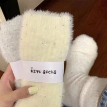 6 Pairs Women Mink Velvet Socks, Warm Thick Crew Socks, Solid Color, Winter - Multicolor - View 4
