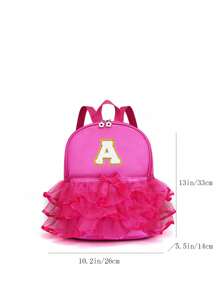 1pc Girls Nylon Zipper Closure, Stylish Sweet A Letter Sticker Fashion Lace Dance Bag, Dance Ballet Bag, Practice Double Shoulder Latin School Bag Backpack, Suitable For Daily School, Outing Use, Comfortable And Adjustable Shoulder Straps, A Perfect Gift For Friends (Zipper Random) (DIY Alphabet Stickers)
