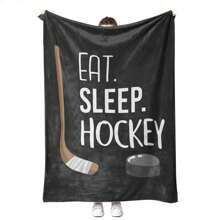 GEL HUT MUN 1 pieza Nueva Manta de Hockey "Comer. Dormir. Hockey" Estampada - Estilo contemporáneo, lavable a máquina, Manta de 51.1" X 59" (130cm X 150cm), Manta de tiro, Manta de otoño, Franela, Mantas y tiros, Manta de felpa, Ropa de cama, Tiro de sofá, Manta suave, Decoración, Habitación, Manta personalizada, Regalo de madre - Multicolor - Ver 2