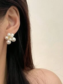 5 件/套女士奢华珍珠耳钉，复古法式简约设计耳环，时尚日常和活动佩戴珠宝套装 - G款 - 查看 3