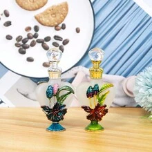 1 件 10ml 手绘玻璃鸢尾花形可再填充香水/精油储存瓶，花卉装饰，便携可重复使用，无香，家居装饰配件（空瓶） - 彩色 - 查看 1