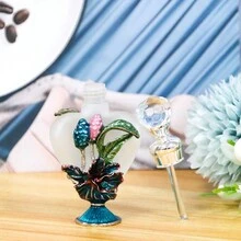 1 件 10ml 手绘玻璃鸢尾花形可再填充香水/精油储存瓶，花卉装饰，便携可重复使用，无香，家居装饰配件（空瓶） - 彩色 - 查看 5