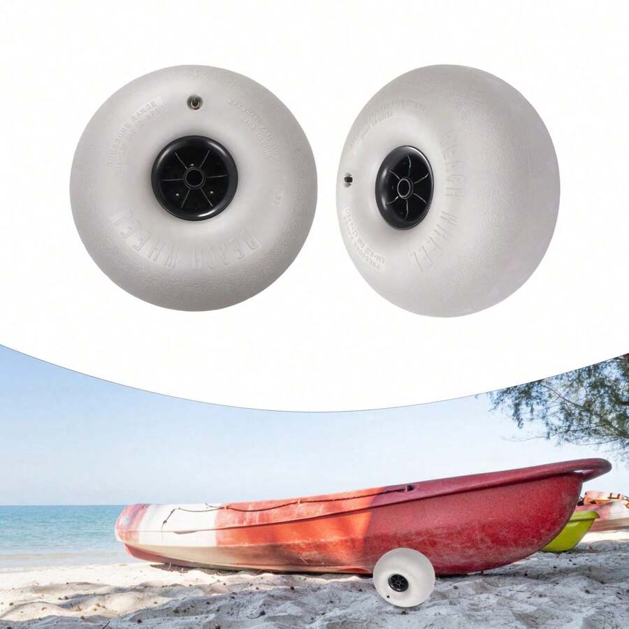 OUKANING Balloon Wheels 16" Replacement Big Beach Sand Tires Kayak Dolly Canoe Beach Fishing Buggy Cart DIY Beach Wheels 2 Pack - Silver Gray - View 1
