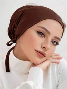 1 pieza Gorra interior para mujer, gorro turbante hiyab Amira, sólido elástico en la barbilla, accesorio de velo diario para ropa Abaya - A - Ver 21