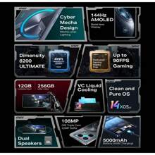 Infinix GT 20 Pro 5G Versión Global 12+12GB RAM 256GB 144Hz Pantalla AMOLED Teléfono para Gaming Procesador MediaTek Dimensity 8200 Ultra Cámara de 108MP con OIS Batería de 5000mAh Carga rápida de 45W Dual SIM Desbloqueado - Naranja - Ver 6