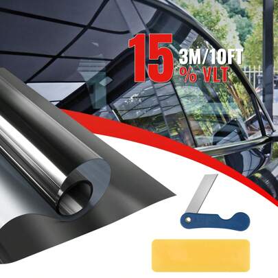 20inch * 10FT Uncut Car Window Tint Film Roll 1% / 5% / 15% / 25% / 35% / 50% VLT Auto Window Tint Window Privacy Film, Heat & UV Block And Scratch Resistant, Blackout Window Film For Car Home Office Glass