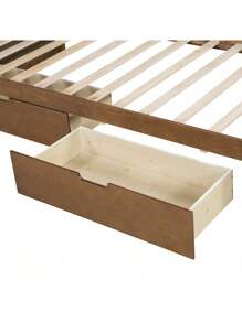 Twin Size Wood Daybed With 2 Drawers And Rustic Guardrail, Ancient Brown(Expected Arrival Time: 8.28),Youngth
