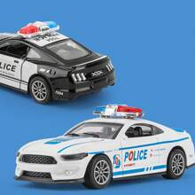 1 pieza Coche de policía miniatura de aleación de zinc, con retroceso: regalos de fiesta coloridos, juguetes, adornos de coche, adornos de habitación para mejorar las habilidades manuales de los niños, ¡diversión y educación científica en el festival escolar! Dar regalos en Navidad, coches, modelos de coches, coches en miniatura, Mustang, coche de policía, Mustang, cosas de policía, coche de policía para niños, de vuelta a la escuela