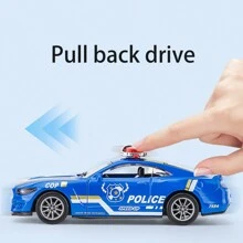 1 pieza Coche de policía miniatura de aleación de zinc, con retroceso: regalos de fiesta coloridos, juguetes, adornos de coche, adornos de habitación para mejorar las habilidades manuales de los niños, ¡diversión y educación científica en el festival escolar! Dar regalos en Navidad, coches, modelos de coches, coches en miniatura, Mustang, coche de policía, Mustang, cosas de policía, coche de policía para niños, de vuelta a la escuela