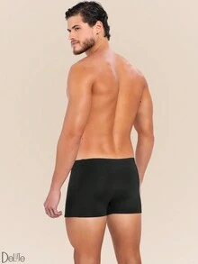 Men's Plain Adult Boxer Trunks Lined With Side Pocket And Adjustable Drawstring Beachwear SPF 50 - màu đen - Xem 7