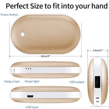2pcs Rechargeable Hand Warmers USB 5000mAh Power Bank Electric Mini Reusable Xmas New - Gold - View 3