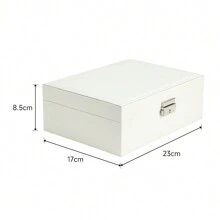 Living And Home  White 2-Tier PU Leather Jewellery Box With Lock - White - View 7
