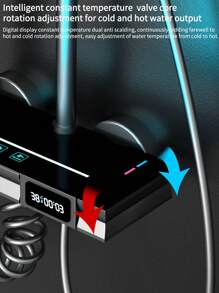 1set Gun Grey Digital Display Shower Faucet Set, Hot & Cold Water Tap, Home Bathroom Shower System, Wall Mounted Luxury LED Light, Powered By Water, Rainfall Shower Head With Handheld Sprayer, Bathtub Spout, Full Shower Combo Set Bathroom Accessories Bathroom Tools - Grey - View 8