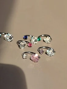 1 pièce Boucle d'oreille clip d'oreille en cubique de zircone colorée, convient pour un port quotidien pour femmes en cadeau