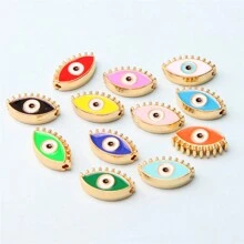 10入組合金雙面珠子和土耳其邪惡之眼diy手工手鍊、鑰匙扣,珠寶製作用品 - 混色 - 查看 12