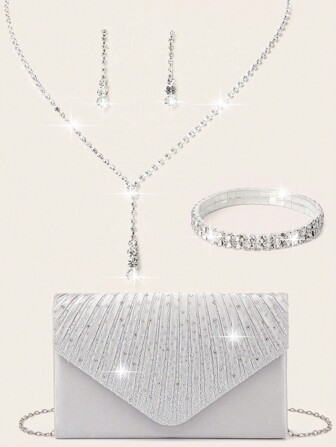 Bolso de mano ligero, informal, de negocios, con decoración de diamantes de imitación, diseño de minibolso con cordón, bolso transparente, bolso de noche con perlas sintéticas, bolso de cena, glamuroso, elegante, exquisito, lujoso y silencioso, con diamantes de imitación para chicas fiesteras, mujeres, novias, perfecto para fiestas, cenas/banquetes, vestido de fiesta de Navidad, combina perfectamente con el atuendo de Año Nuevo, artículos esenciales para bodas, combina perfectamente con el vestido de graduación, vestidos de fiesta