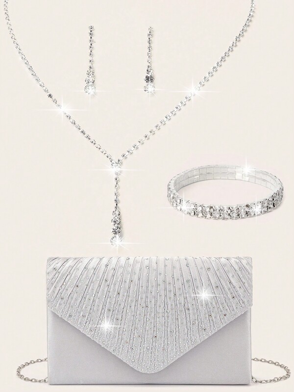 Bolso de mano ligero, informal, de negocios, con decoración de diamantes de imitación, diseño de minibolso con cordón, bolso transparente, bolso de noche con perlas sintéticas, bolso de cena, glamuroso, elegante, exquisito, lujoso y silencioso, con diamantes de imitación para chicas fiesteras, mujeres, novias, perfecto para fiestas, cenas/banquetes, vestido de fiesta de Navidad, combina perfectamente con el atuendo de Año Nuevo, artículos esenciales para bodas, combina perfectamente con el vestido de graduación, vestidos de fiesta