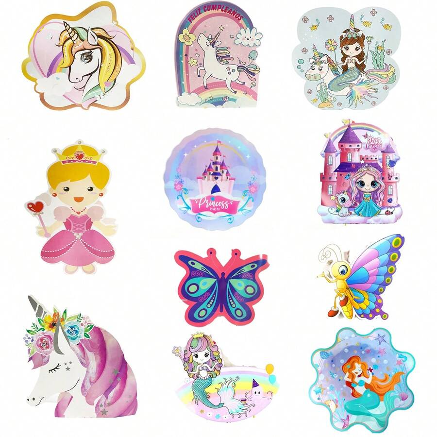 美人鱼独角兽公主城堡主题生日派对拉绳卡通皮纳塔，创意趣味糖果粉碎玩具皮纳塔