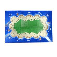 2 件小颗粒马赛克 MOC 底板带海洋岛草原海滩石印花建筑积木玩具装饰 - 海洋底板 - 查看 1