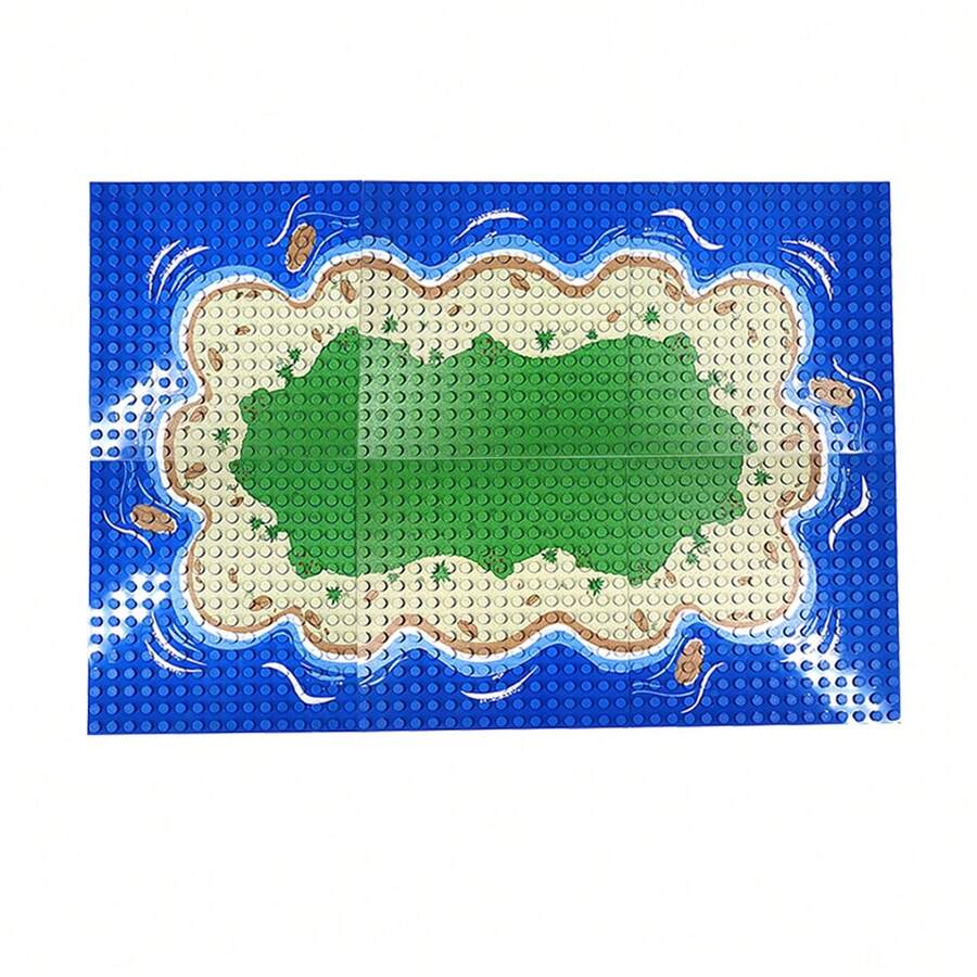 2 件小颗粒马赛克 MOC 底板带海洋岛草原海滩石印花建筑积木玩具装饰 - 海洋底板 - 查看 1