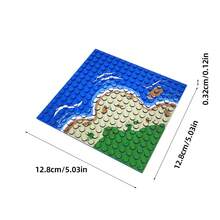 2 件小颗粒马赛克 MOC 底板带海洋岛草原海滩石印花建筑积木玩具装饰 - 海洋底板 - 查看 2