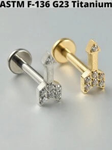 1件装 CZ 方形钛金属内螺纹花朵形耳骨耳环，16G 人体穿刺饰品 - 如圖 - 查看 8