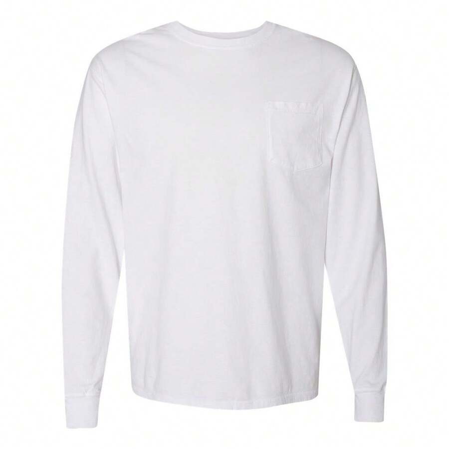 ComfortWash By Hanes Garment-Dyed Long Sleeve T-Shirt With A Pocket - 100% Cotton - (SA6258) - trắng - Xem 1