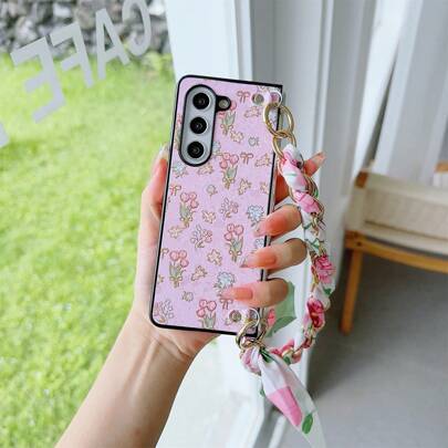 Ditsy Floral Folding Screen Smartphone Case Compatible With Samsung Galaxy Z Fold Series, Delicate Design, Adorable Flower Scarf Women's Protective Case, Compatible With Samsung Fold3/4/5/6
