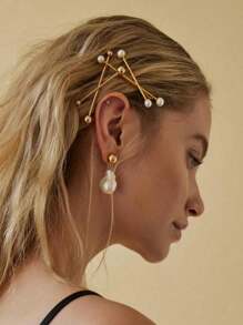1 pièce/2 pièces/8 pièces Pinces à cheveux simples pour femmes avec design de croix en perle, accessoires de mode, cadeau élégant pour les amis. Pinces à cheveux, barrettes à cheveux, accessoires de cheveux en perle, fournitures scolaires