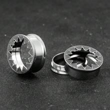 2PCS 316 Stainless Steel Ear Gauges Plugs Expander Round Ear Tunnels Piercing Women Body Jewelry Stretcher Studs