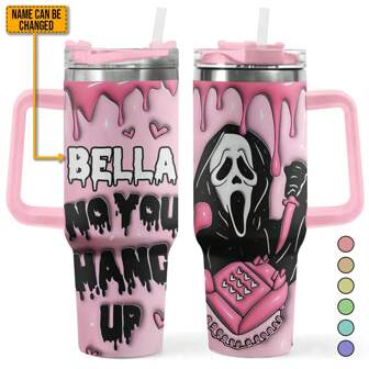 Custom Name - No You Hang Up - Personalized Halloween 40oz Tumbler With Lid And Straw Best Halloween Gift, Gift For Outdoor Camping, Hiking, Driving, And Car Travel, Multi-Functional, Anti-Mold, Ornamental, Reusable, Easy To Clean, Exquisite, Stylish, High-Quality, Adorable, Modern, Custom, Unique, Personalized, Ideal Gifts For Him, Ideal Gifts For Her, Her, Boyfriend, Girlfriend, Dad, Mom, Family, Friends, Son, Daughter, Kids, Kitchen, Dining Room, Bedroom, Office, Living Room, Home, Garden, Tea Room