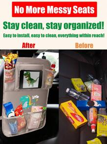 1Pack Car Seat Storage Bag For Kids Toddlers, Car Back Seat Organizer ,Back Seat Anti-Kick,Car Back Seat Cover, Seat Back Protectors Kick Mats For Kids Toddlers, Travel Accessories, Rear Seat Organizer