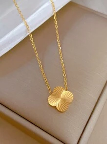 1pc Stainless Steel Sweet & Delicate Clover Rotary Minimalist Style Necklace, Korean Fashion Pendant For Women, Daily Wear Valentines,Mom,Mother,Mother's Day,Gift - Clover Twisting Necklace - View 9