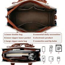 1 Pc Women's Bohemian Retro Style Tote Bag - With Detachable And Adjustable Strap, Zipper Closure - Perfect For School&Travel&Gym&Work - Xanh và trắng - Xem 5