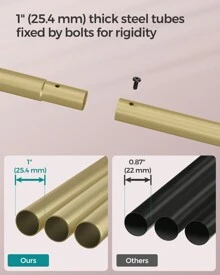 SONGMICS 轮子，挂衣服 25.4 毫米金属衣架，带密集网格储物架，承重 110 磅，2 个刹车，云白色 15.9 英寸深 x 35.8 英寸宽 x 62.2 英寸高 万圣节装饰 万圣节服装 秋季装饰 节日装饰、春季、极简主义、夏季上衣 - 金色 - 查看 6