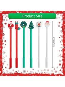 50 支装圣诞凝胶墨水笔新奇圣诞圆珠笔黑色凝胶墨水圣诞人物棒笔圣诞卡通凝胶墨水笔适用于课堂奖励、办公用品、圣诞袜