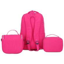 Europelle Tactel Women's School Backpack Kit Beautiful Kipiling Style Waterproof Resistant Notebook + Lunch Box + Pencil Case - 玫紅色 - 查看 4